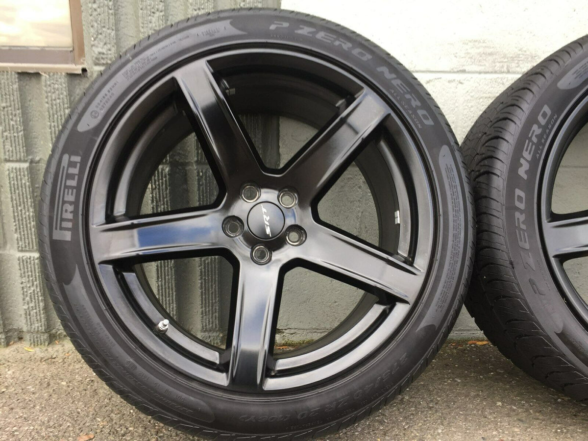 20” SRT Hellcat OEM 5-Spoke Wheels & Tires – Matte Black